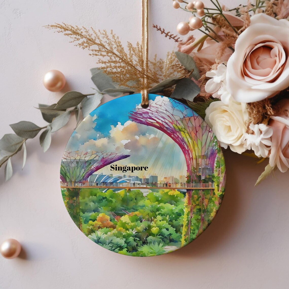 Singapore Supertree Grove Skyway Christmas Ornament Keepsake Print
