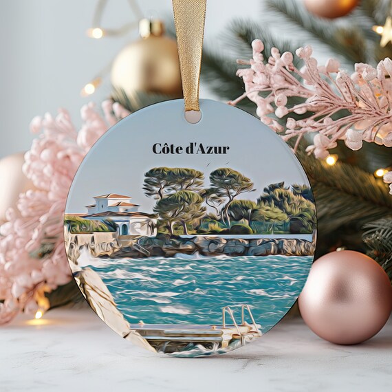 Côte d'Azur French Riviera Seaside Villa Christmas Ornament Wall Art
