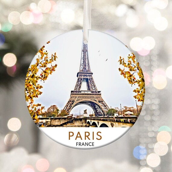 Paris France Eiffel Tower Autumn Christmas Ornament Travel Keepsake Wall Art