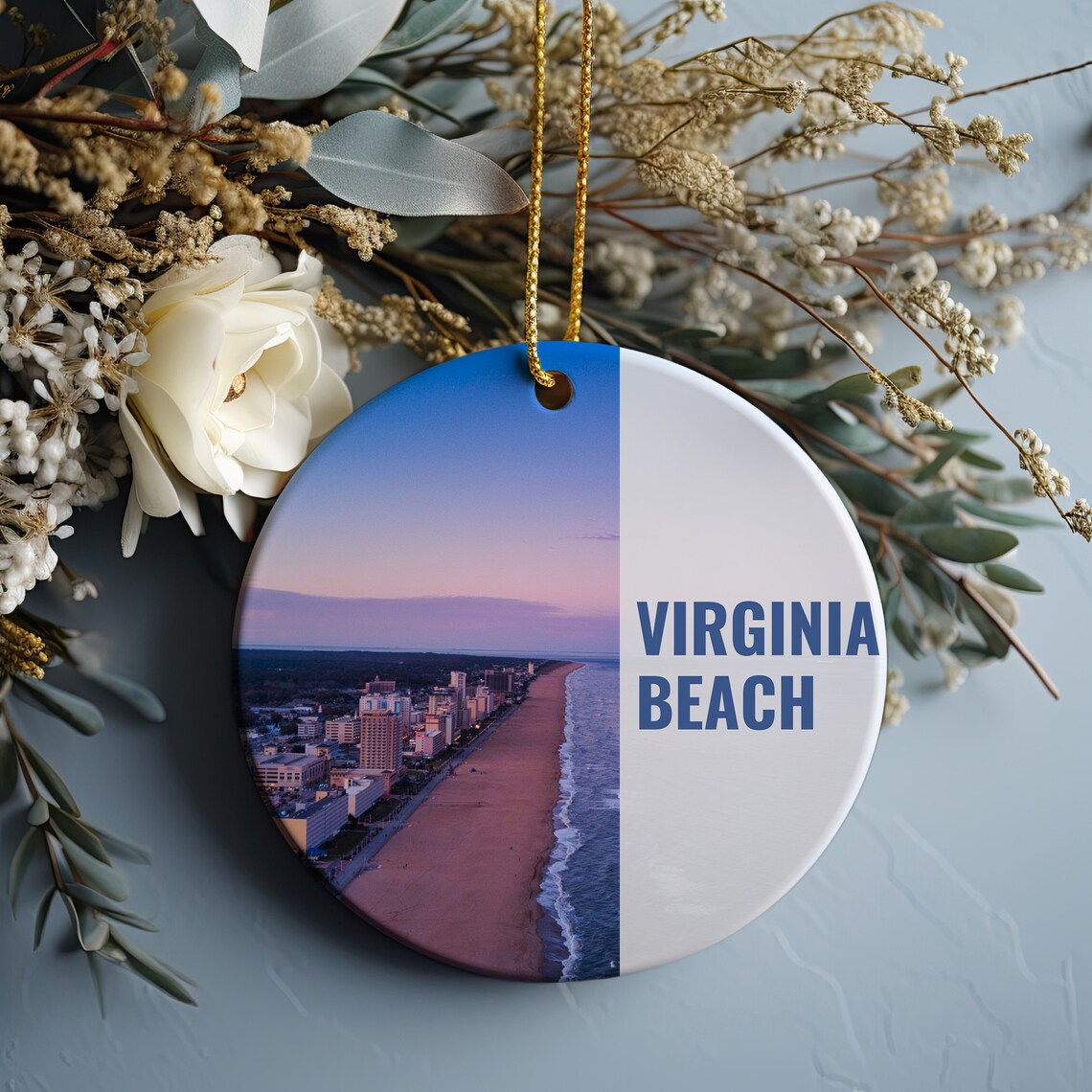 Virginia Beach Christmas Ornament Beach Sunset Souvenir Gift Print