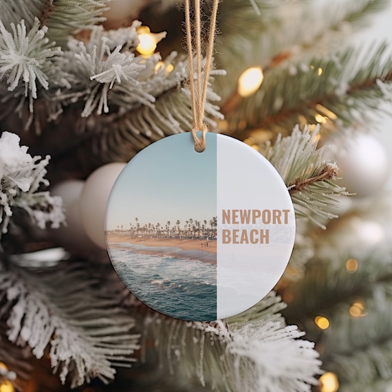 Newport Beach Christmas Ornament California Surf Travel Wall Print