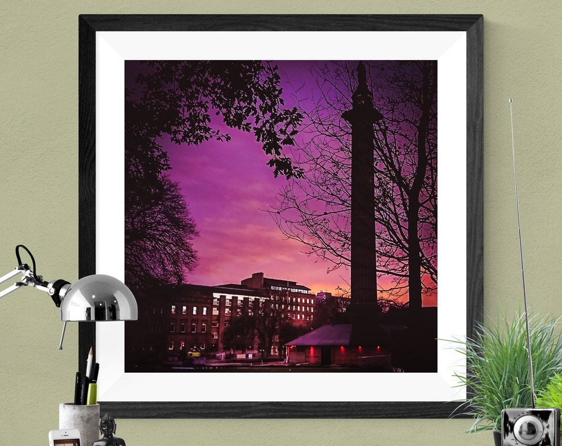 Sunset Monument Silhouette Purple Sky Dramatic Evening Sky Poster