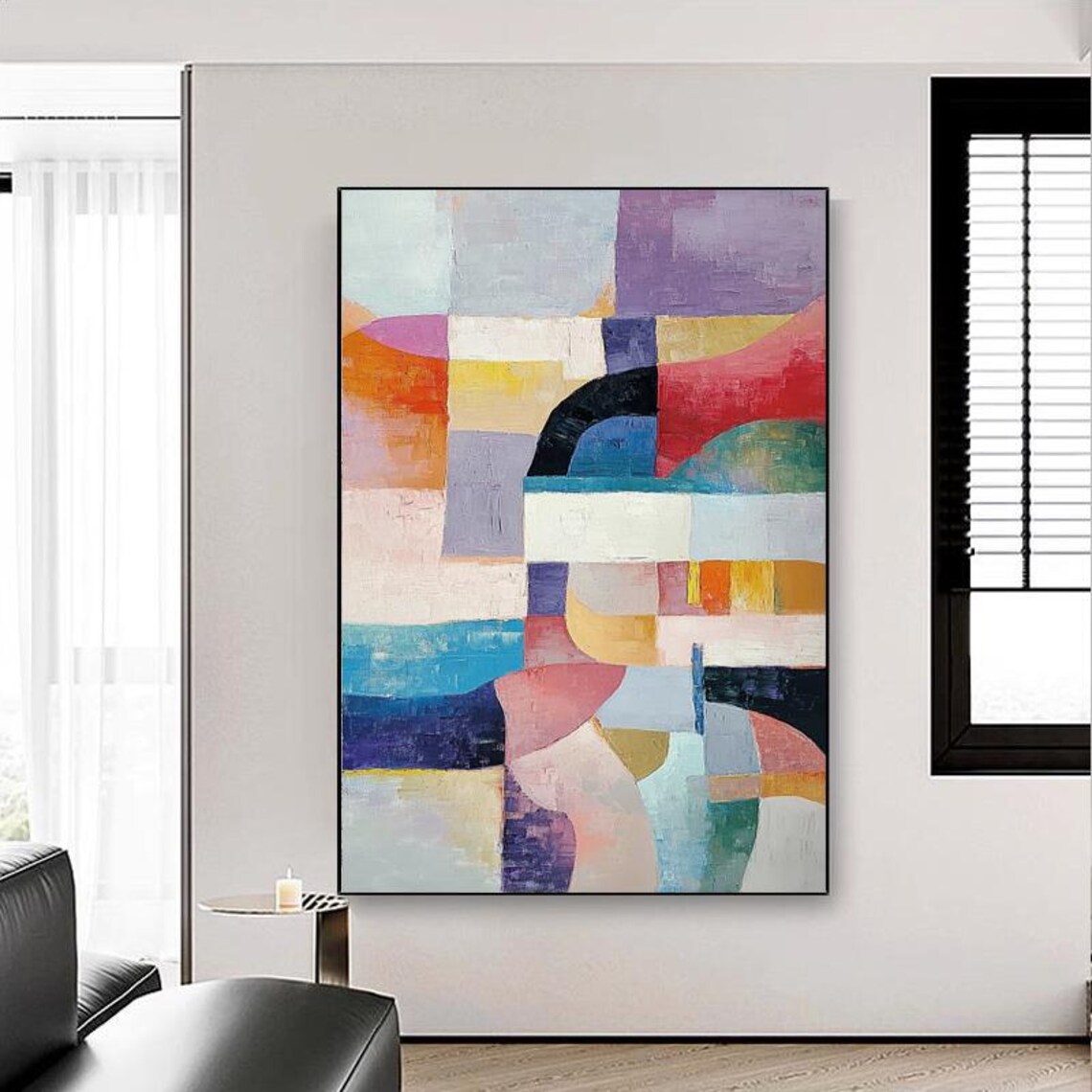 Geometric Color Block Abstract in Soft Pastel Tones Vertical Poster - Image 6