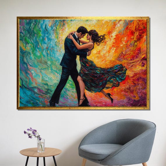 Tango Passion Dance Art, Romantic Couple Painting