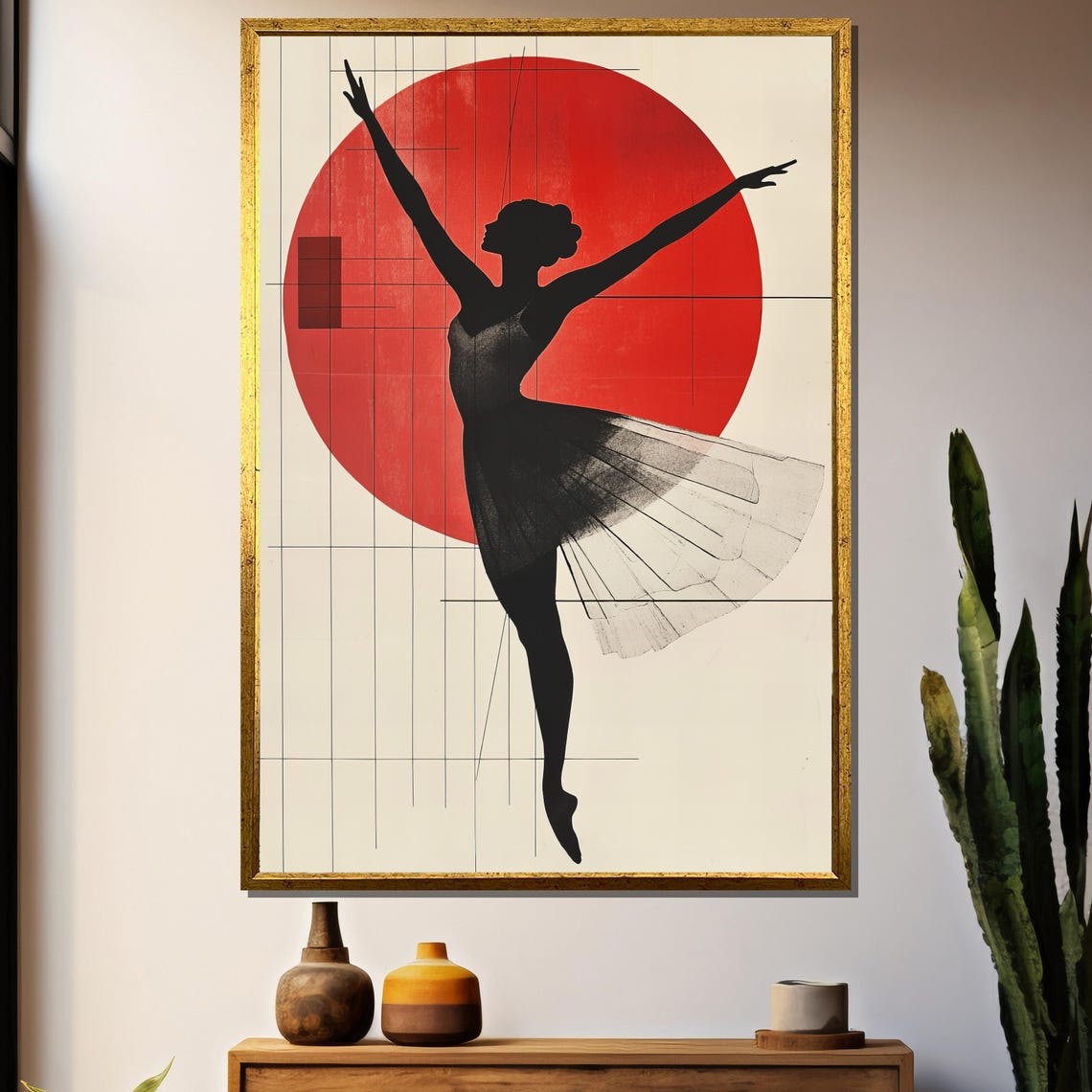 Modern Ballet Geometric Dancer Silhouette, Minimalist Poster