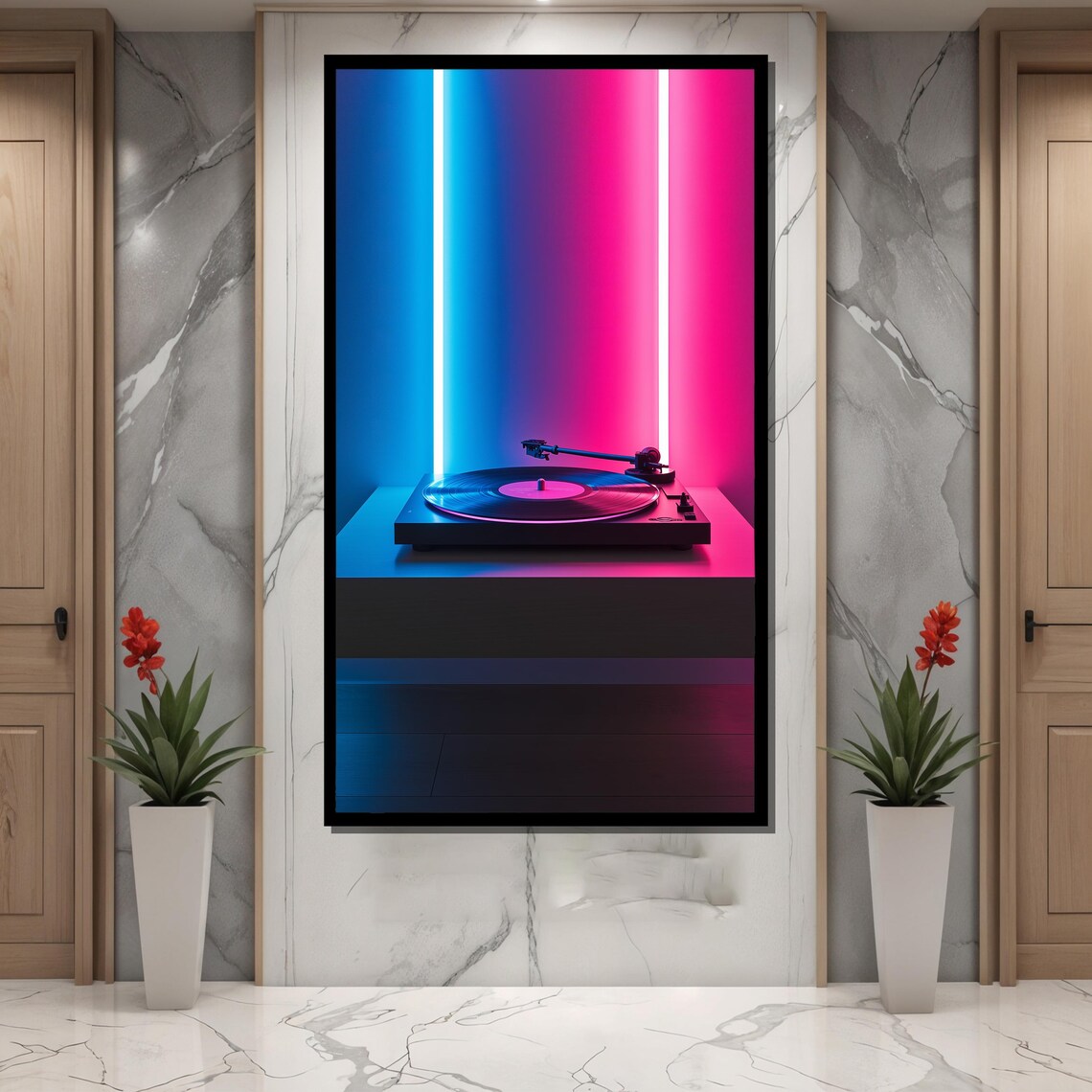 Minimalist Vinyl Record Player Art, Music Room Poster - Image 2
