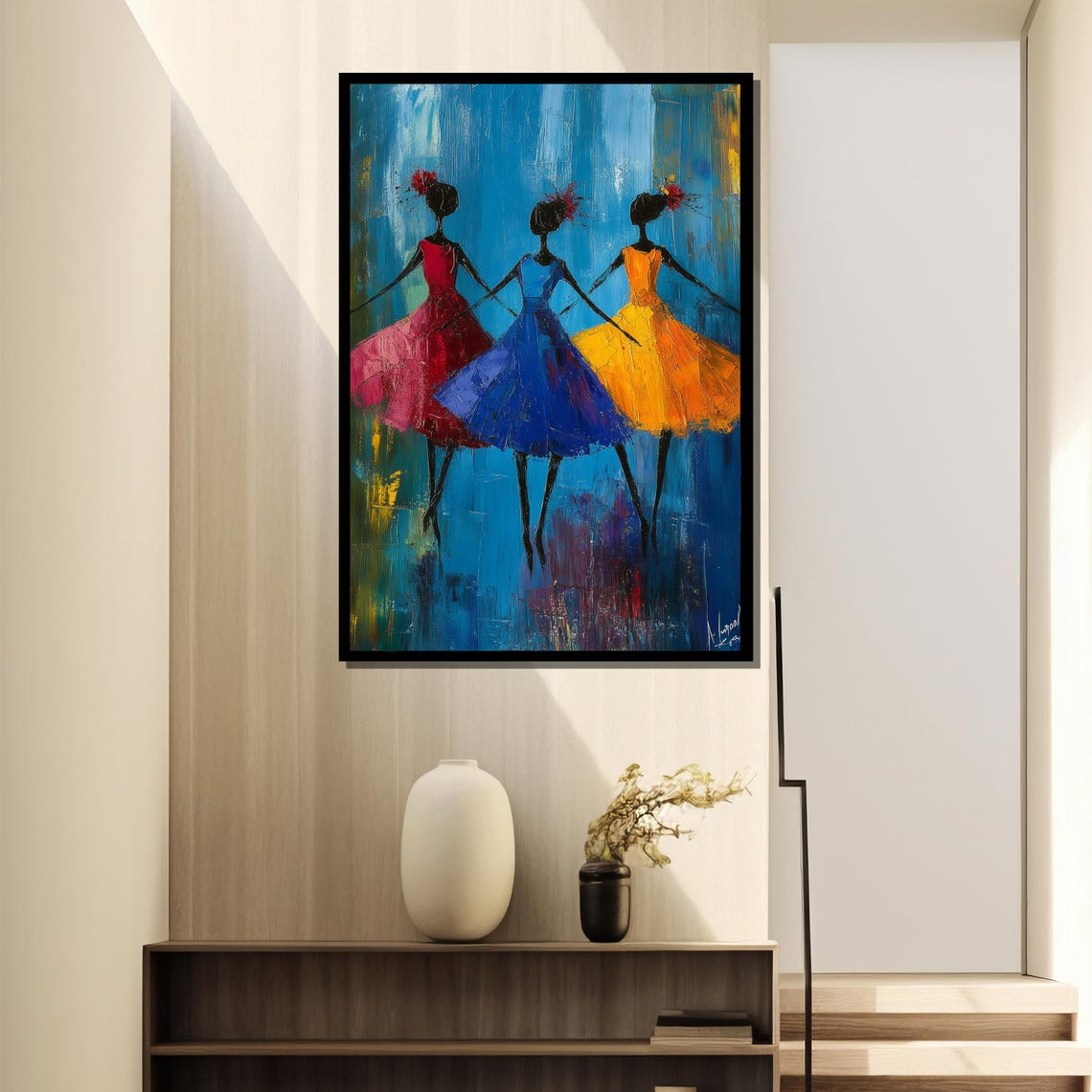 Colorful Dancers Abstract Three Ballet Dancers, Art Print - Image 2