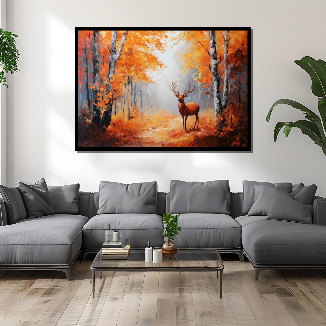 Majestic Deer, Autumn Forest Landscape Poster - Image 2