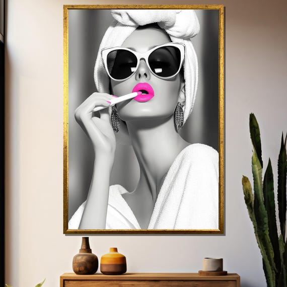 Elegant Black And White Painting Of Glamorous Woman