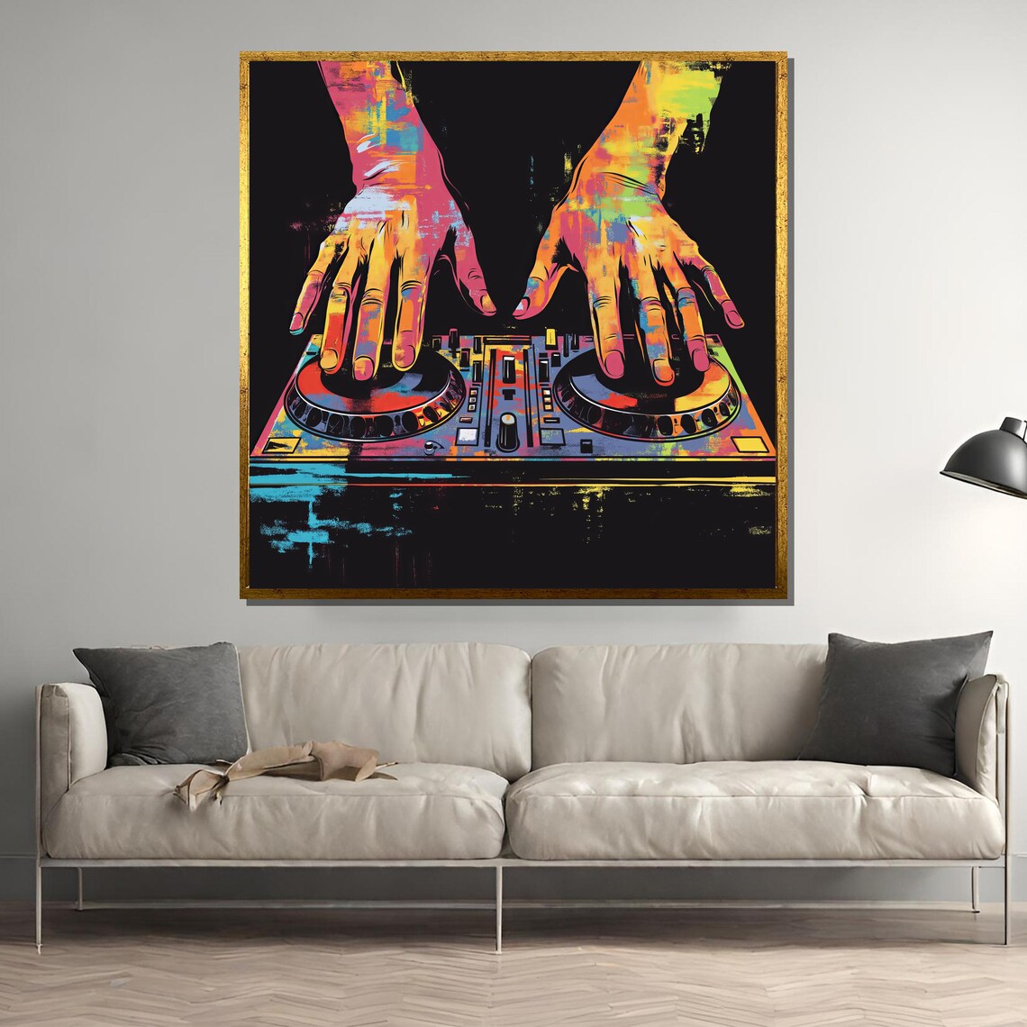 Colorful DJ Hands Abstract Art, Music Mixer
