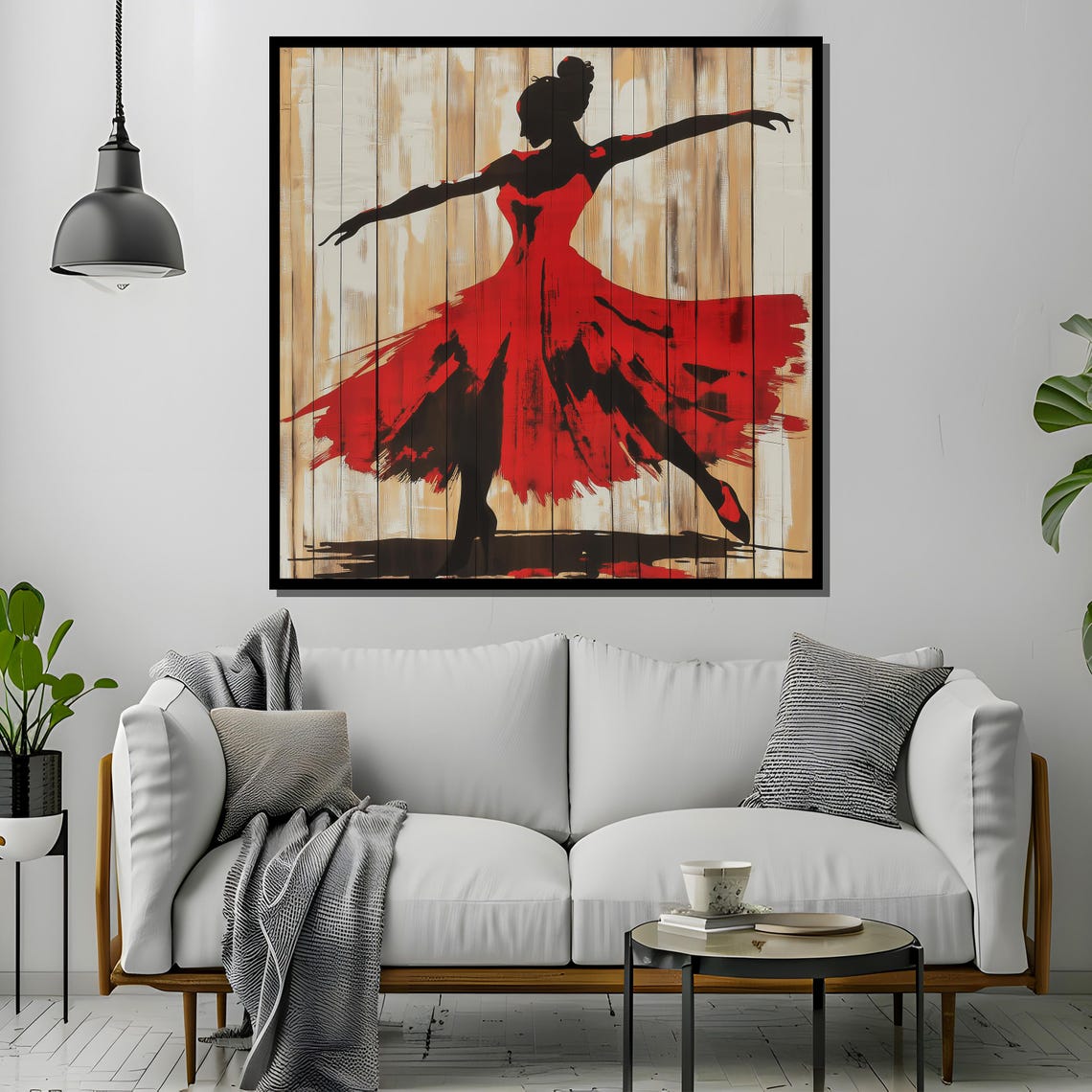 Flamenco Dancer, Rustic Wood Texture Wall Art Print - Image 2