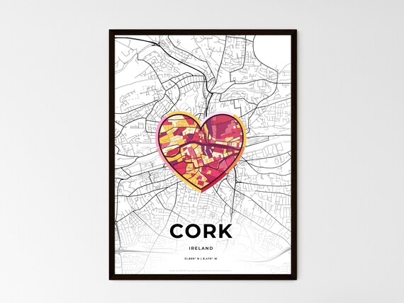 Cork Ireland Where It All Began Heart Map Coordinates Poster