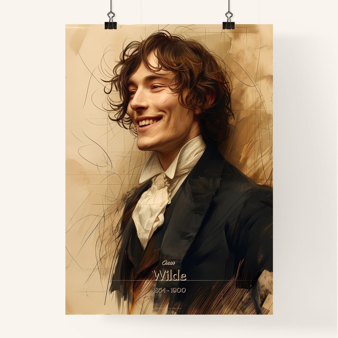 Oscar Wilde Irish Author Witty Classic Literature Portrait Poster - Image 4