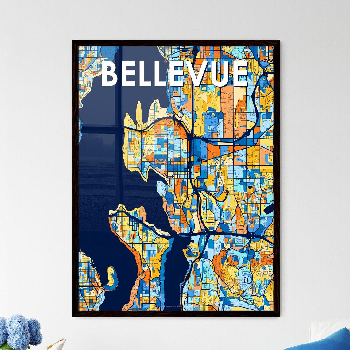 Bellevue Washington Vibrant Colorful Mosaic City Street Map Art Poster