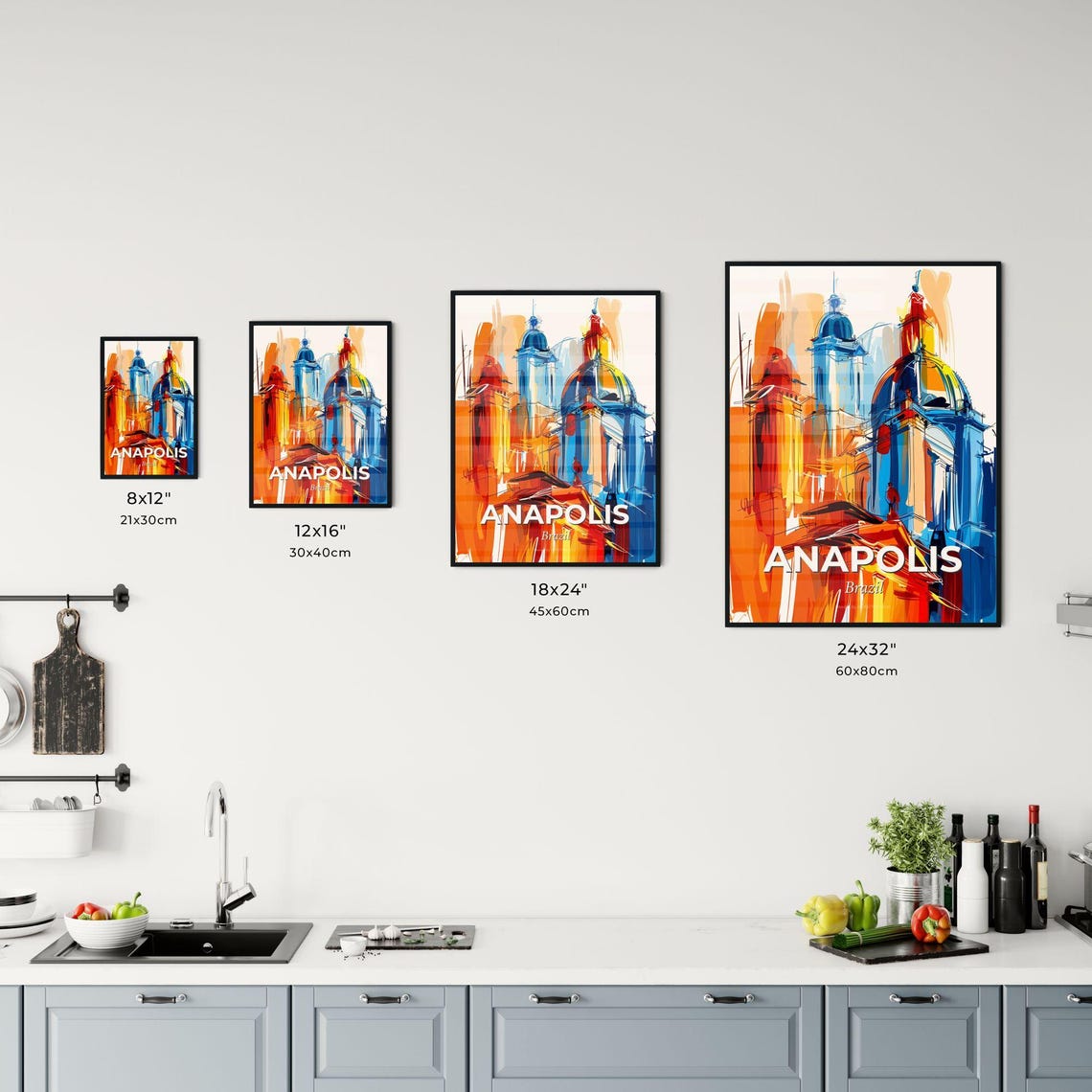 Anapolis Brazil Vibrant Watercolor Cathedral City Art Poster - Image 3