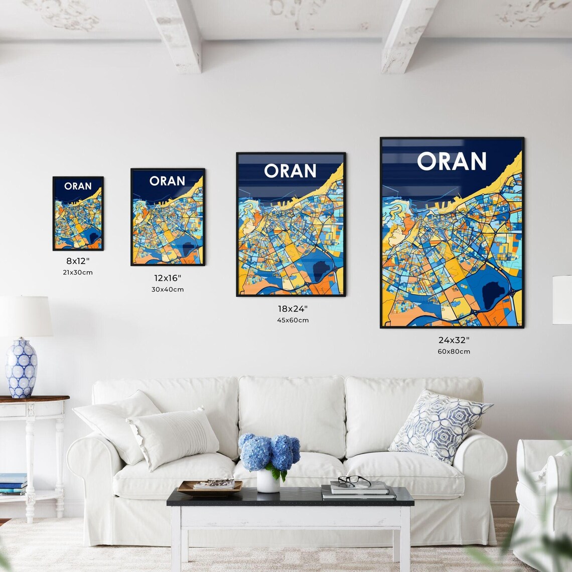 Oran Algeria Colorful Modern City Map Abstract Art Travel Poster - Image 3
