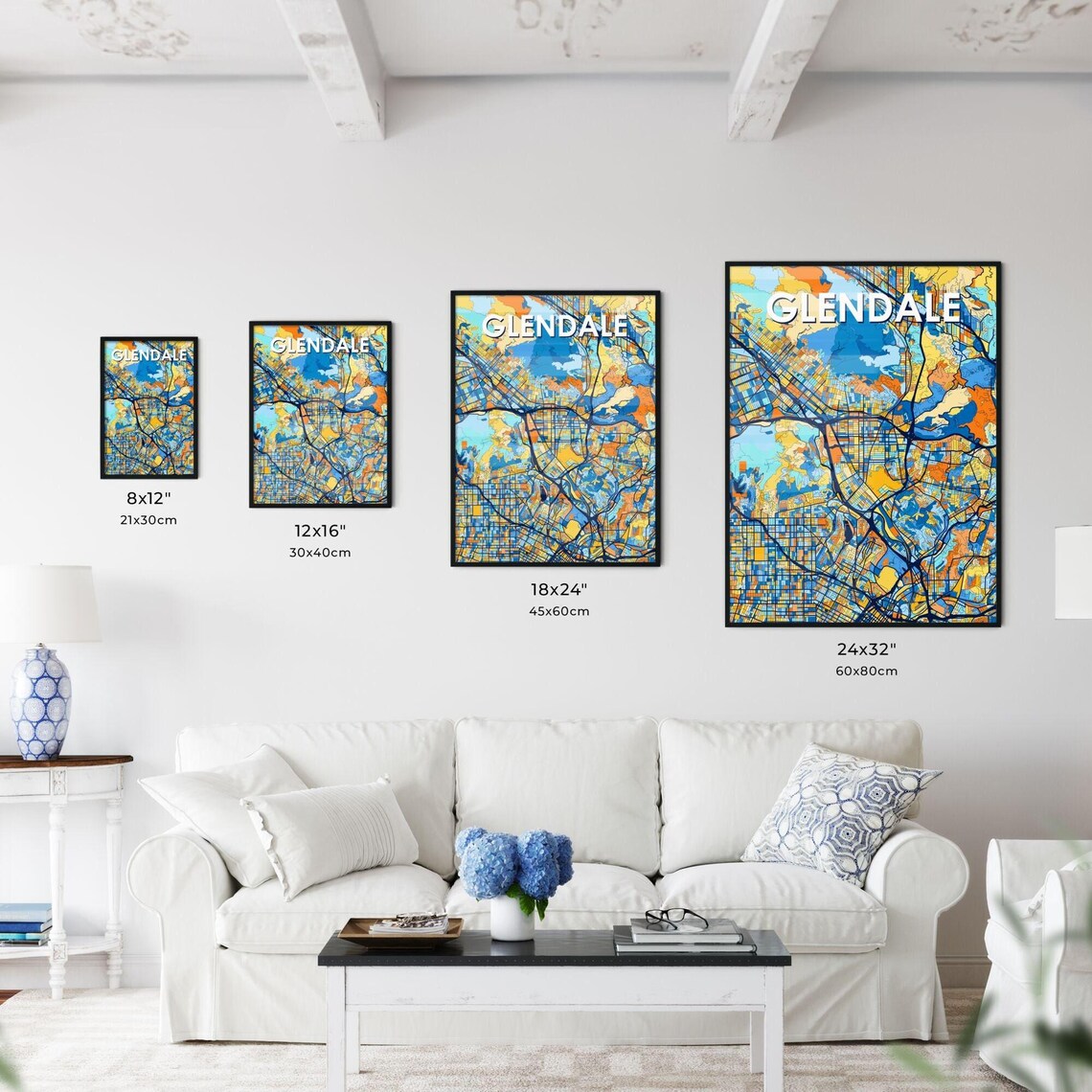Glendale California Colorful Vibrant City Street Map Art Poster - Image 3