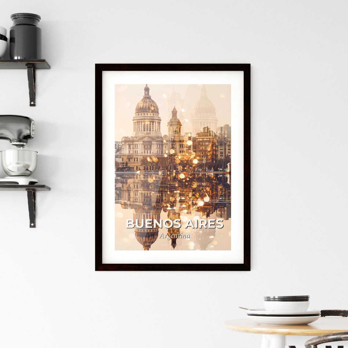 Buenos Aires Argentina Golden Double Exposure Cityscape Poster - Image 2