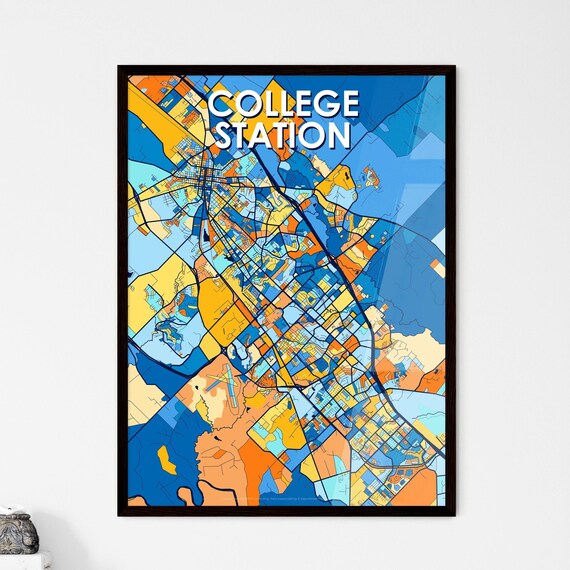 College Station Texas Vibrant Colorful Mosaic City Street Map Art Poster
