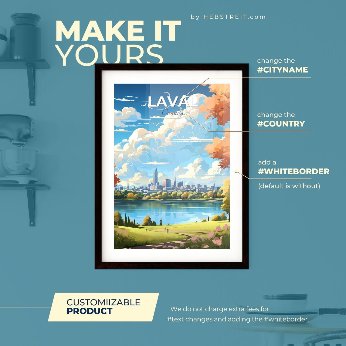 Laval Canada Lakeside Skyline Park Meadow Scenery Art Poster - Image 2