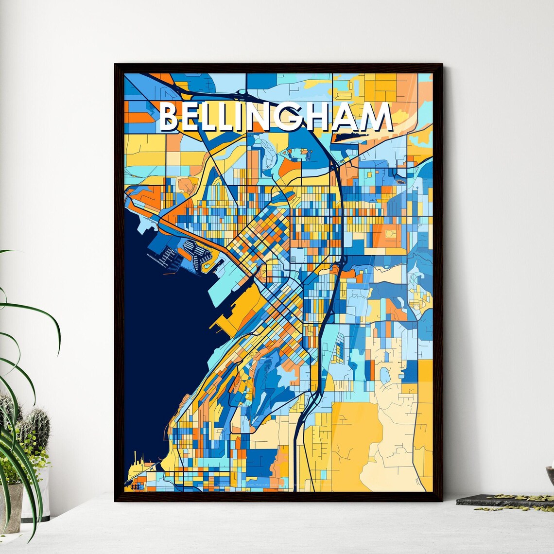 Bellingham Washington Vibrant Colorful Geometric Street Grid City Map Art Poster