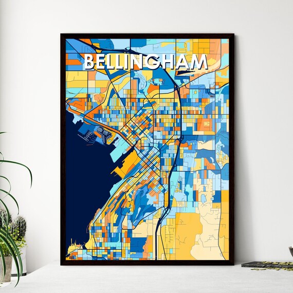 Bellingham Washington Vibrant Colorful Geometric Street Grid City Map Art Poster