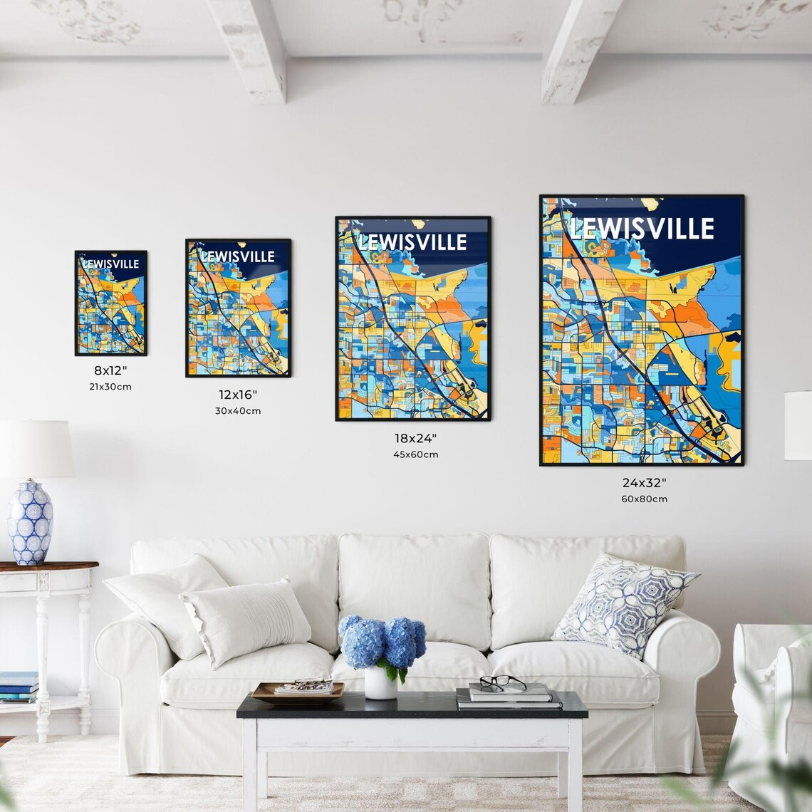 Lewisville Texas Colorful Vibrant City Street Map Art Poster - Image 3