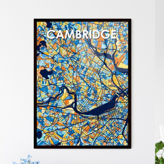 Cambridge Massachusetts Vibrant Colorful Illustrated Street Map Art Poster