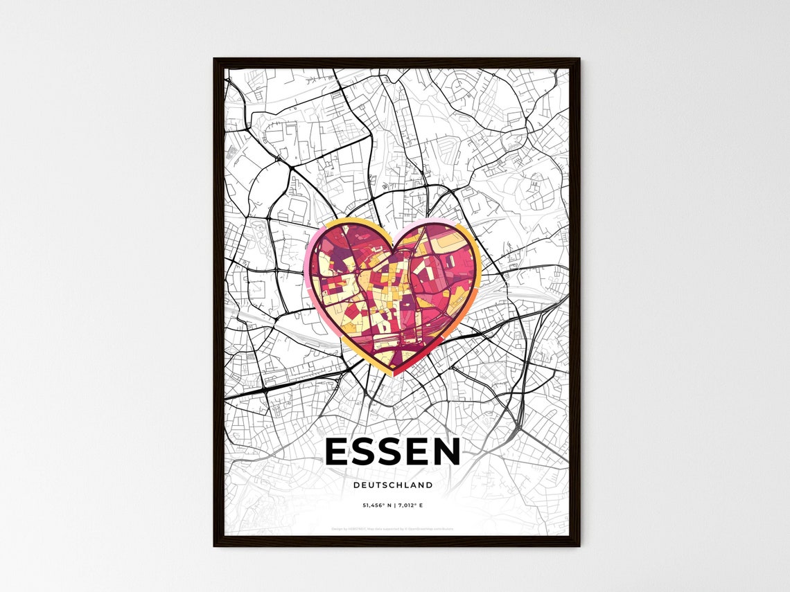 Essen Germany Where It All Began Heart Map Coordinates Poster