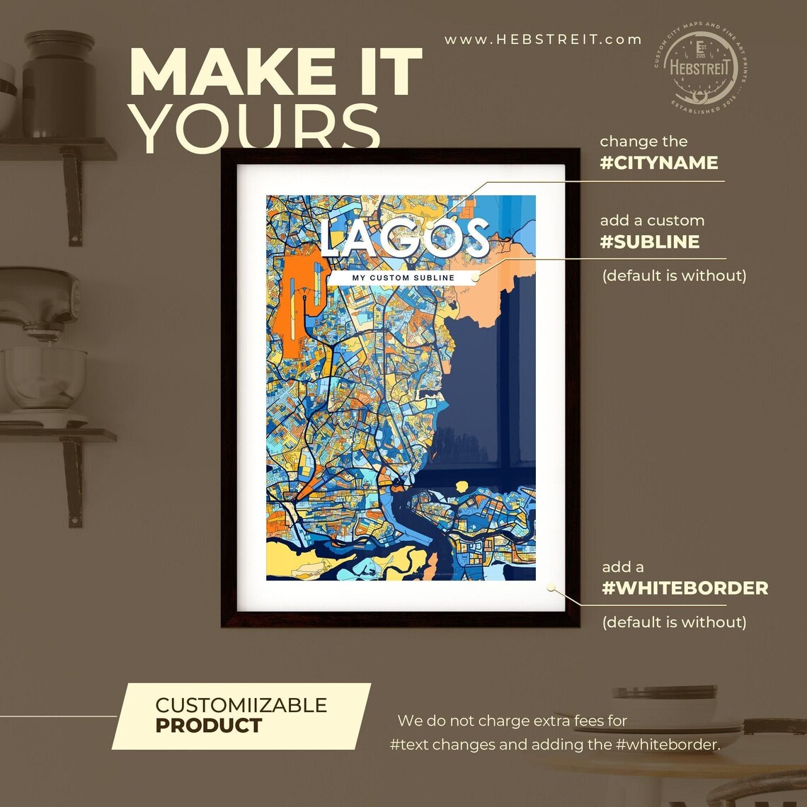 Lagos Nigeria Vibrant Modern Coastal City Map Artwork Poster - Image 2