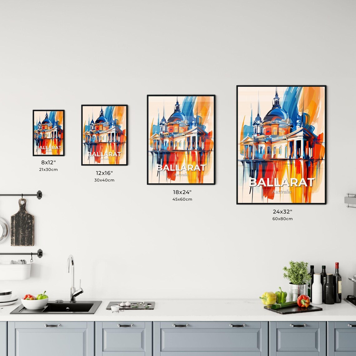 Ballarat Australia Domed Landmark Vibrant Painterly Color Art Poster - Image 3