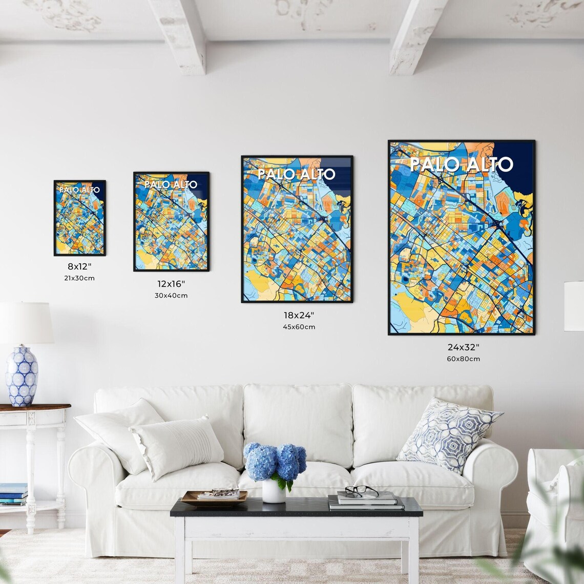 Palo Alto California Colorful Modern City Street Map Travel Decor Poster - Image 3