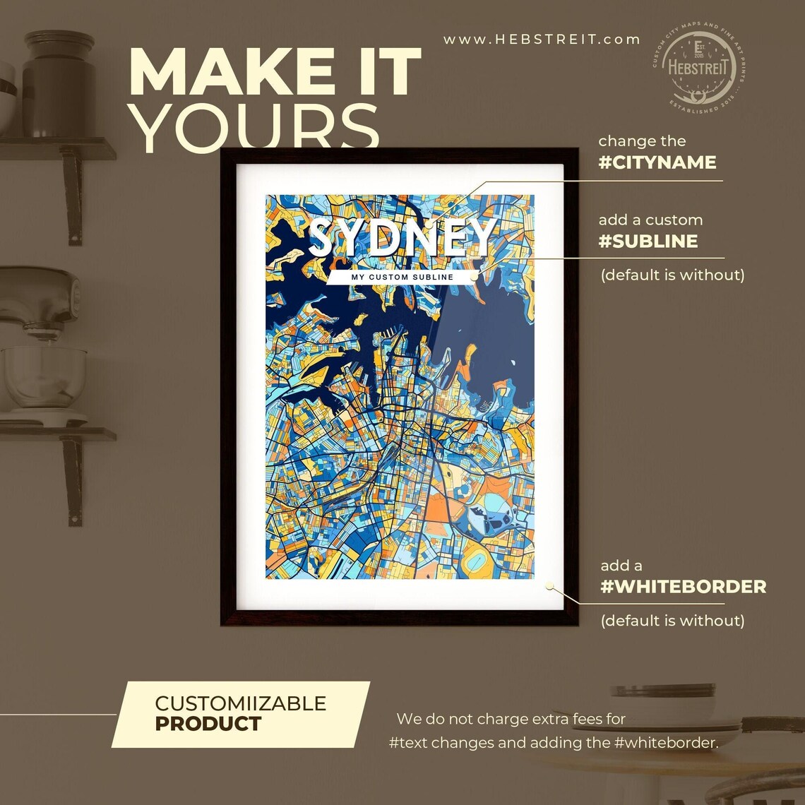 Sydney Australia Colorful Modern City Street Map Travel Decor Poster - Image 2