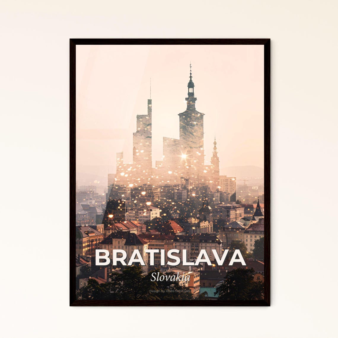 Bratislava Slovakia Sparkling Skyline Castle Tower Art Poster