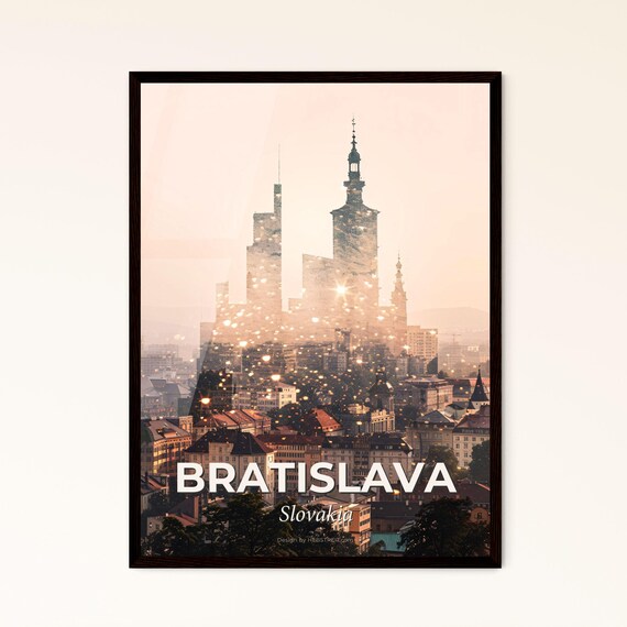 Bratislava Slovakia Sparkling Skyline Castle Tower Art Poster
