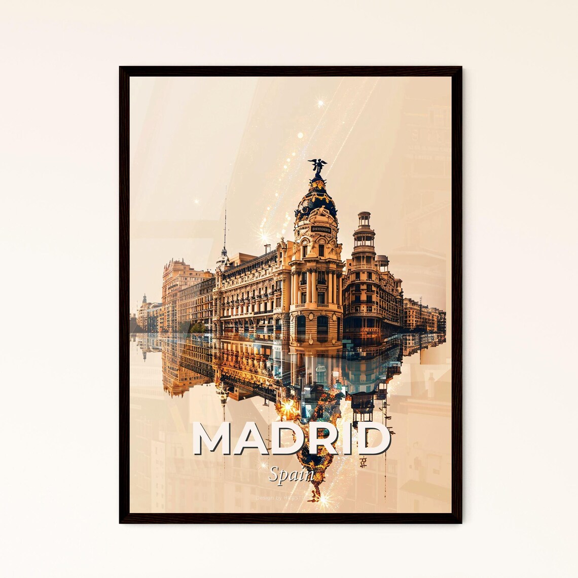 Madrid Spain Golden Domed Historic Landmark Double Exposure Poster