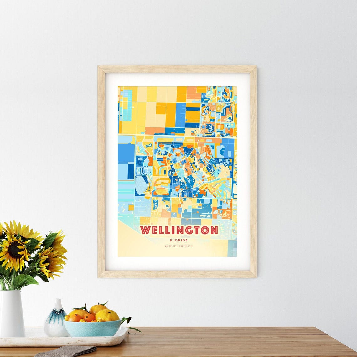 Wellington Florida Modern Colorful City Street Map Art Poster - Image 2