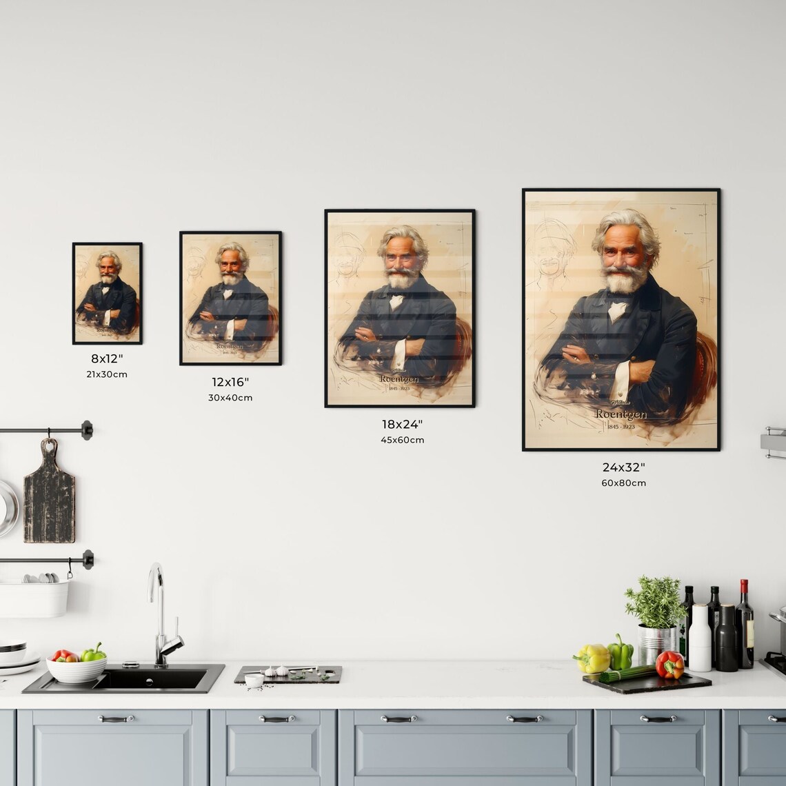 Wilhelm Roentgen 1845 to 1923 Scientist Vintage Portrait Art Poster - Image 3