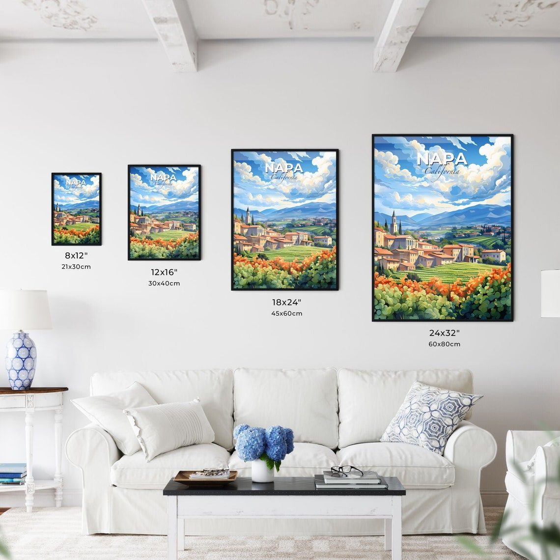 Napa California Vineyard Wine Country Town Rolling Hills Poster - Image 3