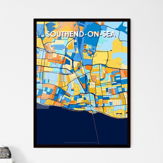 Southend on Sea England Colorful City Street Map Poster Vibrant Travel Decor Gift