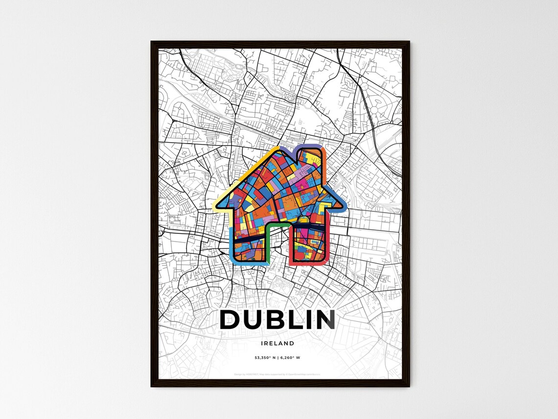 Dublin Ireland Minimalist Line Art Heart Shaped City Map Poster - Image 3