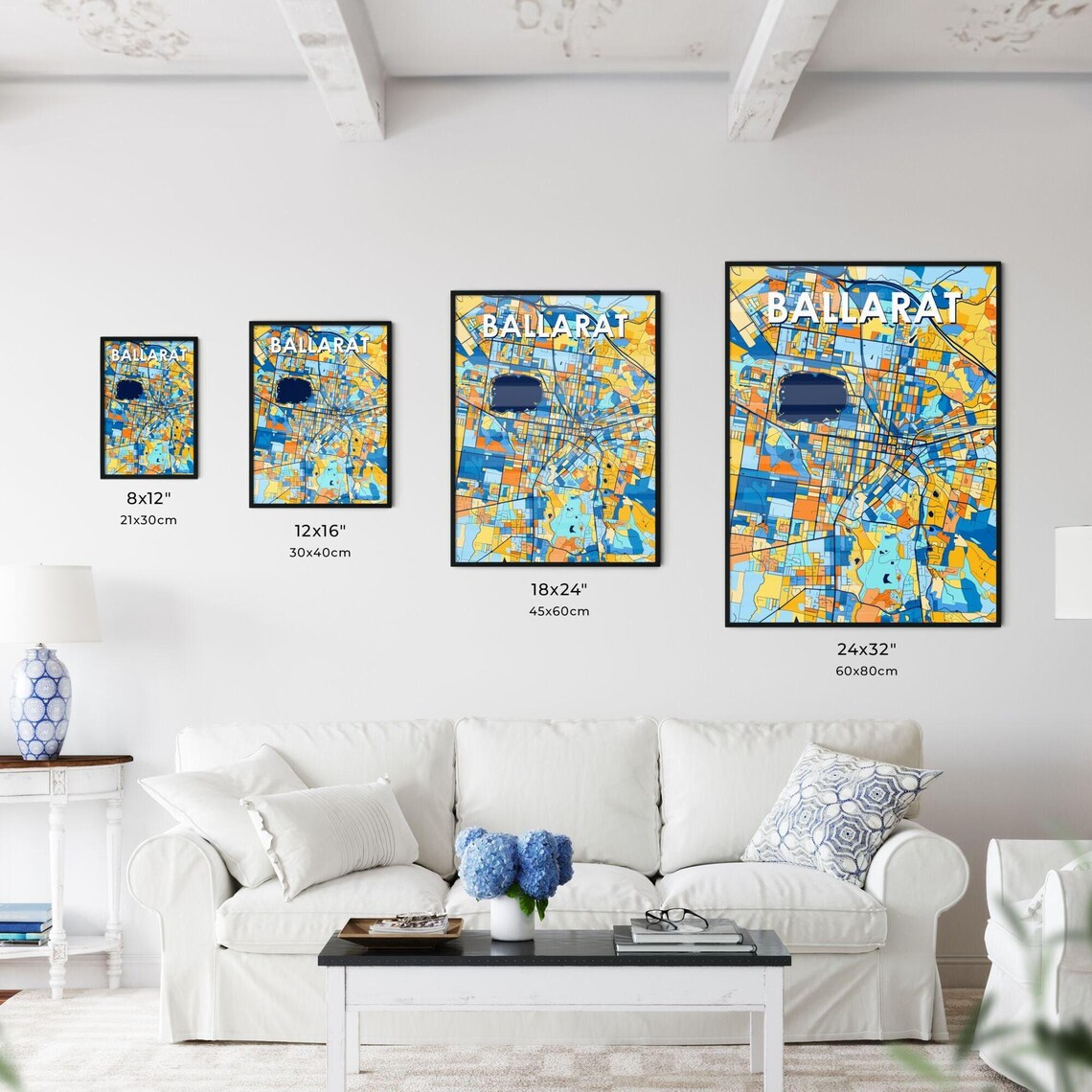 Ballarat Australia Colorful Vibrant City Street Map Art Poster - Image 3