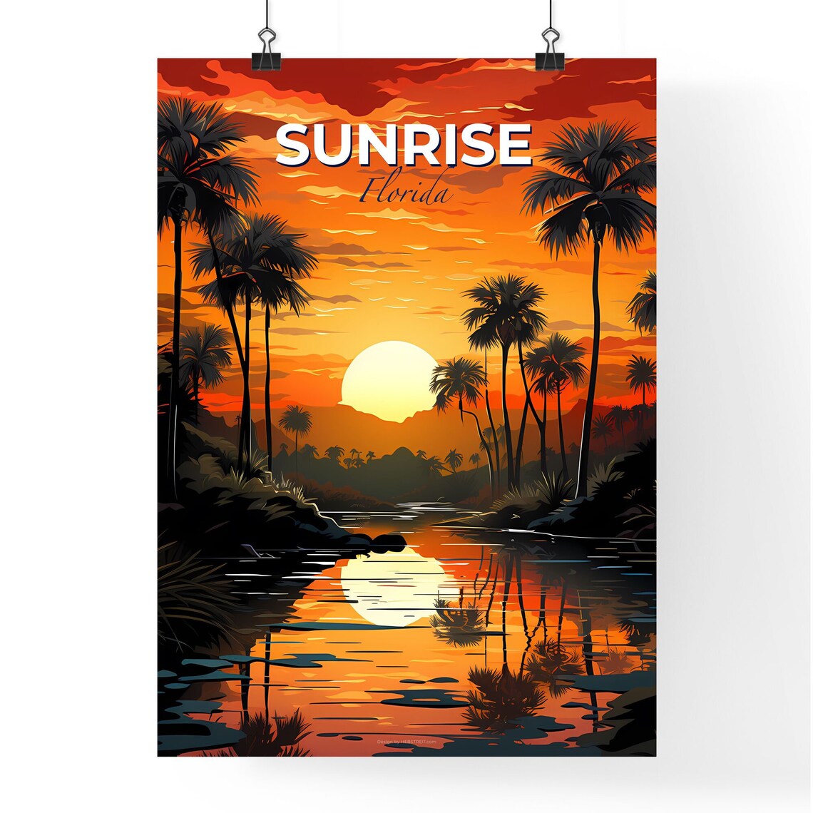 Sunrise Florida Palm Tree River Sunset Vintage Travel Poster - Image 4