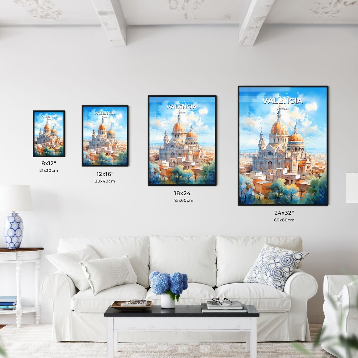 Valencia Spain Golden Domes Cathedral Mediterranean Travel Art Poster - Image 3