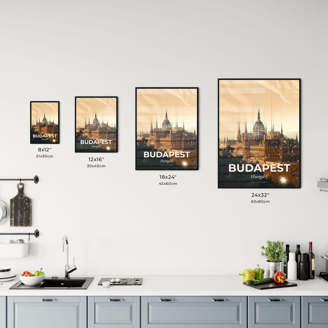 Budapest Hungary Parliament Building Golden Cityscape Poster - Image 3