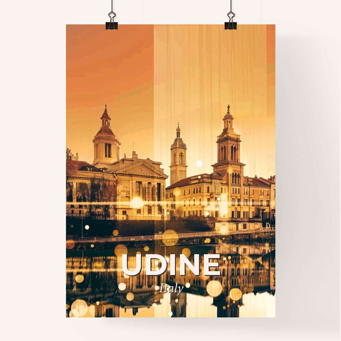 Udine Italy Golden Sunset Baroque River Reflection Art Poster - Image 4