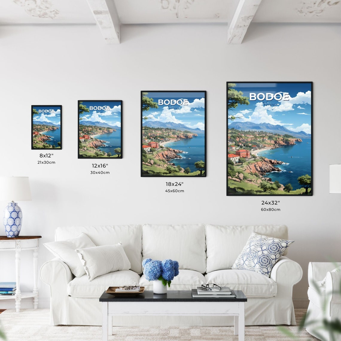 Bodoe Norway Coastal Cliffs Seaside Town Vintage Travel Poster - Image 3