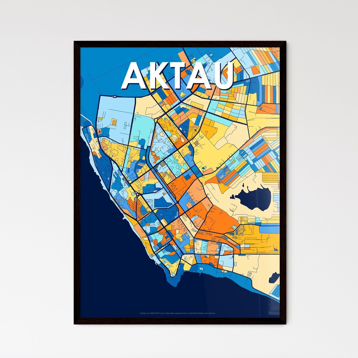 Aktau Kazakhstan Modern Colorful Map Art City Street Design Poster
