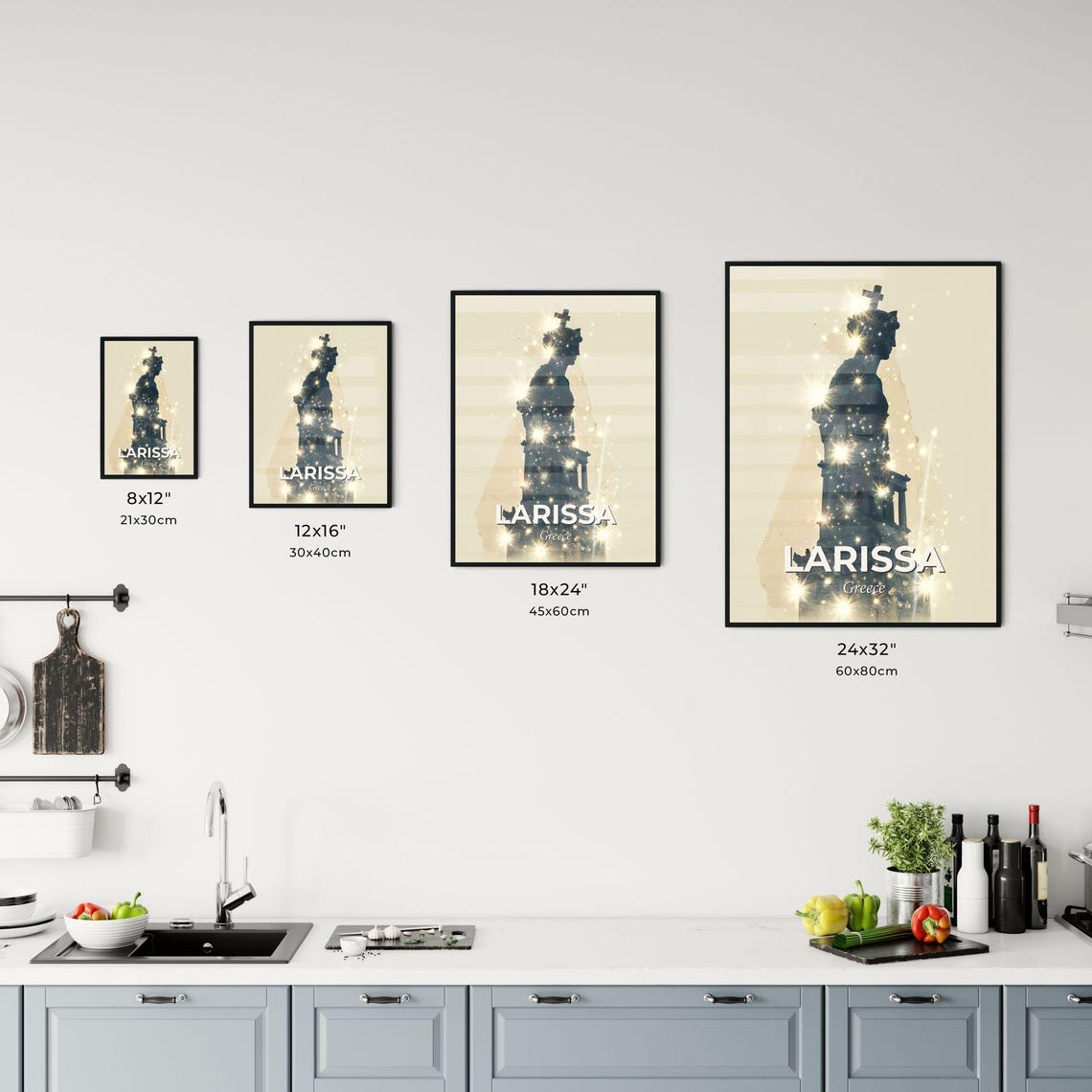Larissa Greece Classical Statue Starry Night Sparkle Art Poster - Image 3