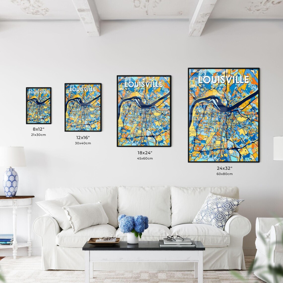 Louisville Kentucky Vibrant Colorful Geometric Street Grid City Map Art Poster - Image 3